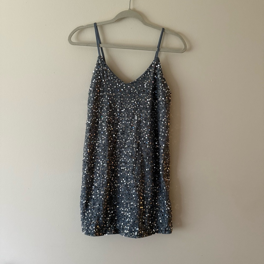 SHEIN Sparkling Light Blue Mini Dress